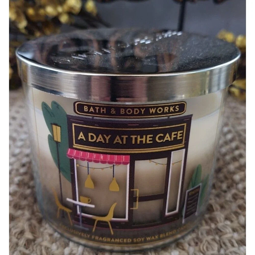 Bath & Body Works Coffee Candle Lot 3-Wick Set Paris Cafe Day at the Cafe - Picture 4 of 7